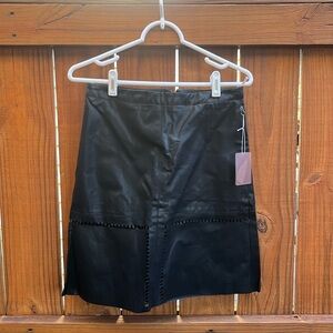 Faux leather a-line black skirt with cutouts forever 21 NWT